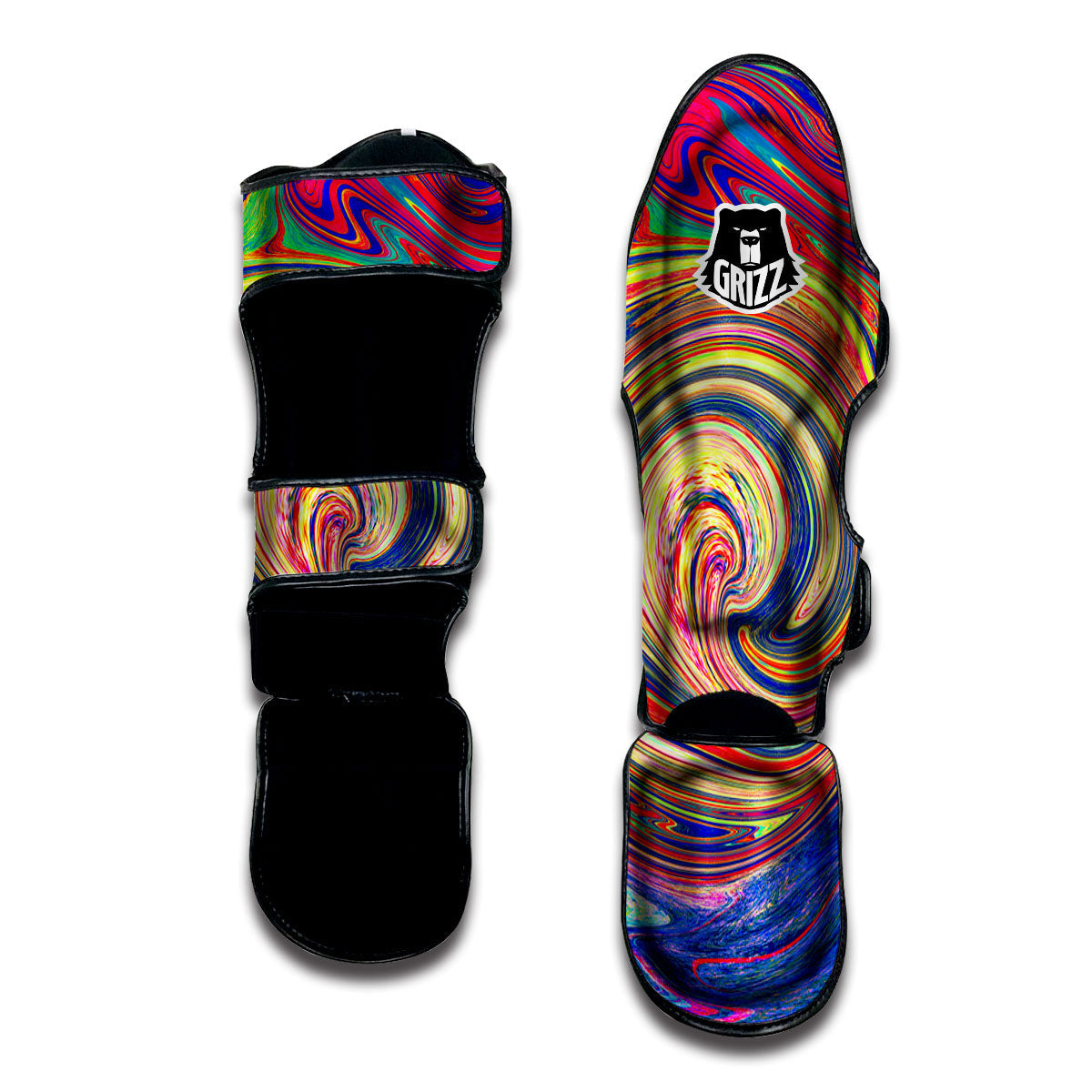 Liquid Trippy Abstract Psychedelic Print Muay Thai Shin Guards-grizzshop