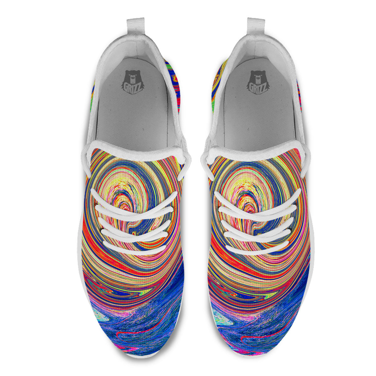 Liquid Trippy Abstract Psychedelic Print White Athletic Shoes-grizzshop