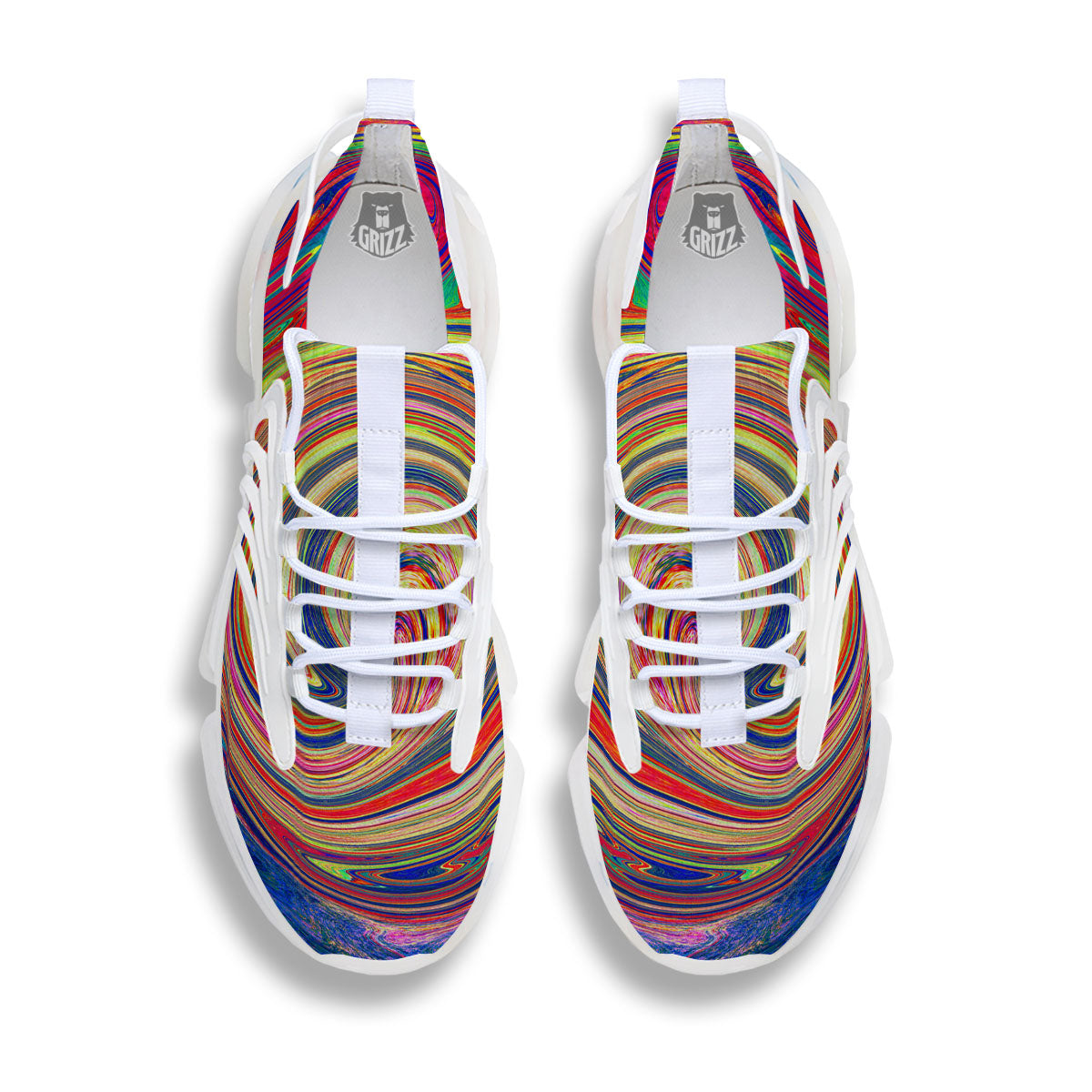 Liquid Trippy Abstract Psychedelic Print White Gym Shoes-grizzshop