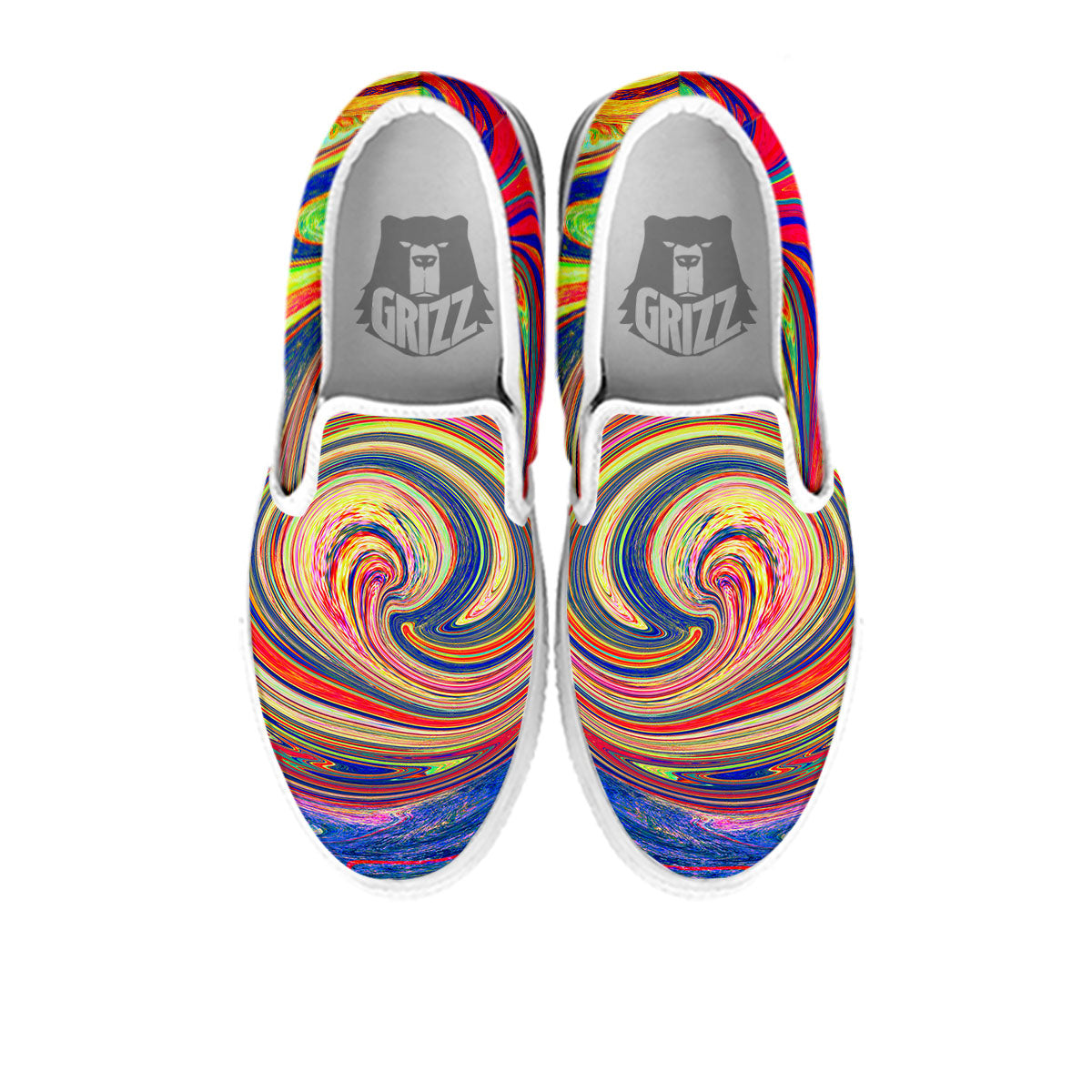 Liquid Trippy Abstract Psychedelic Print White Slip On Shoes-grizzshop