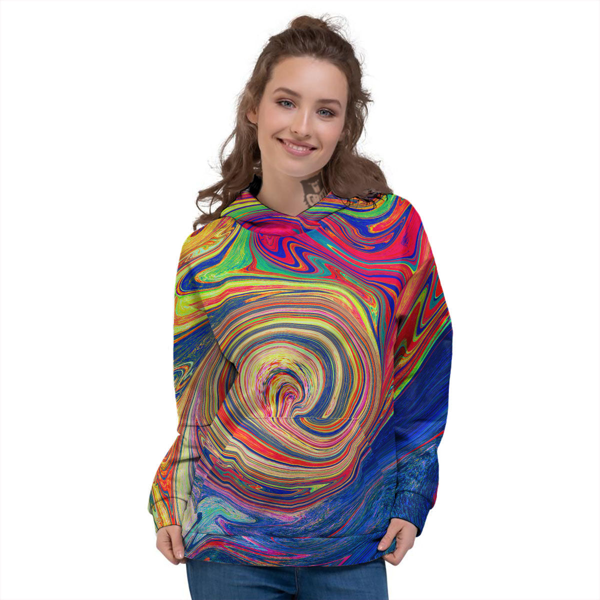 Liquid Trippy Abstract Psychedelic Print Women's Hoodie-grizzshop