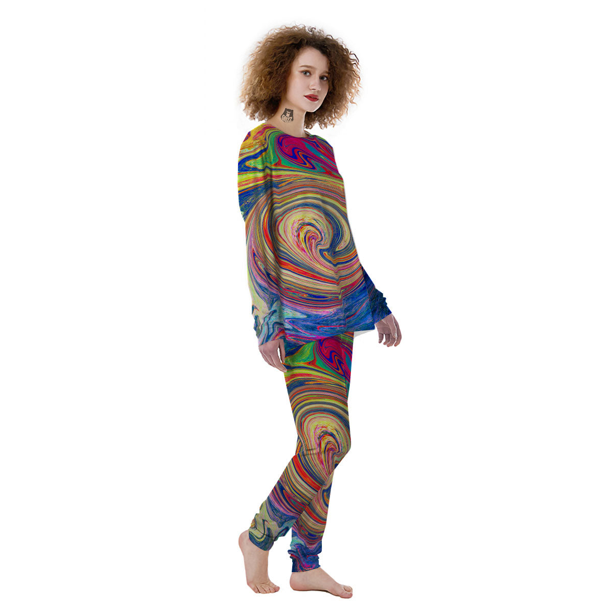 Liquid Trippy Abstract Psychedelic Print Women's Pajamas-grizzshop