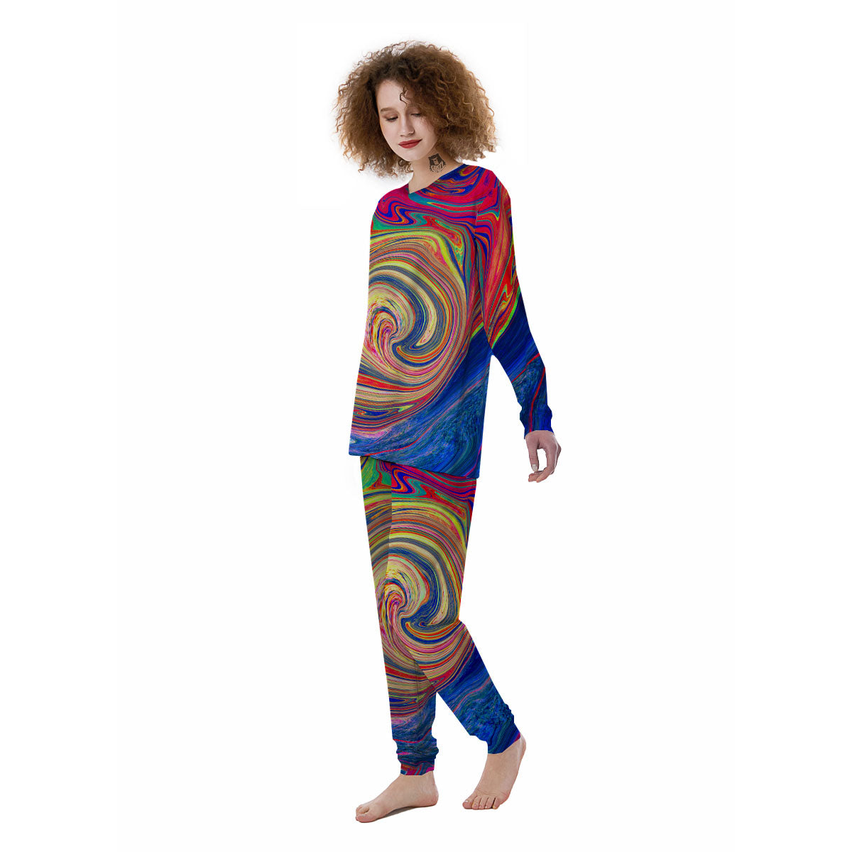 Liquid Trippy Abstract Psychedelic Print Women's Pajamas-grizzshop