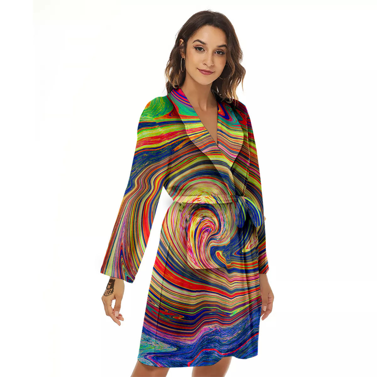 Liquid Trippy Abstract Psychedelic Print Women's Robe-grizzshop