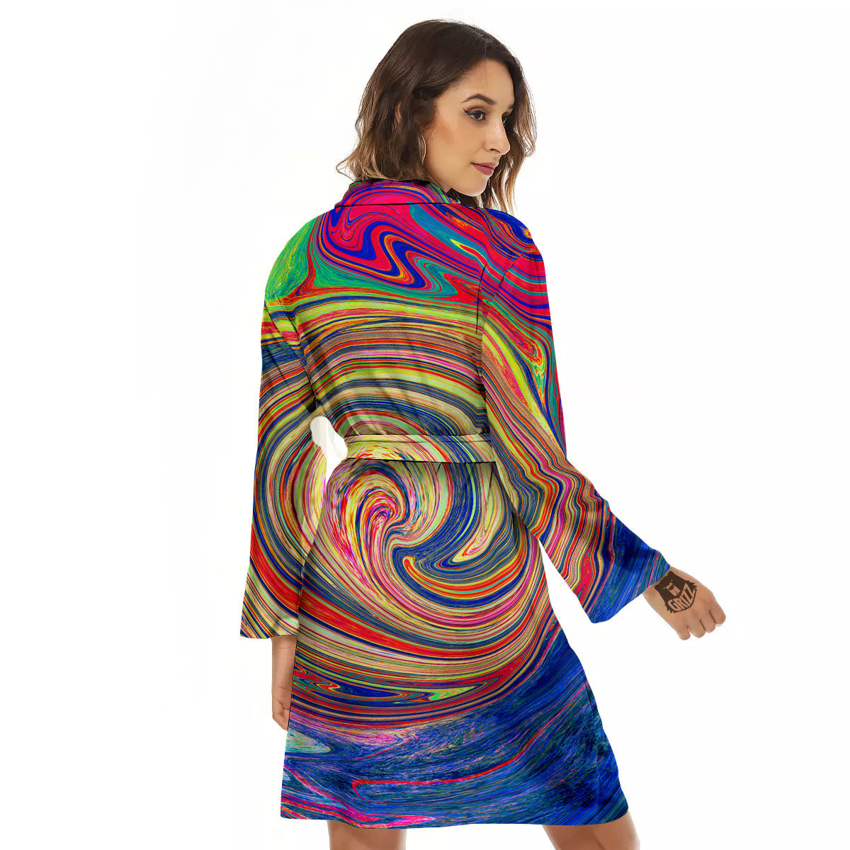 Liquid Trippy Abstract Psychedelic Print Women's Robe-grizzshop