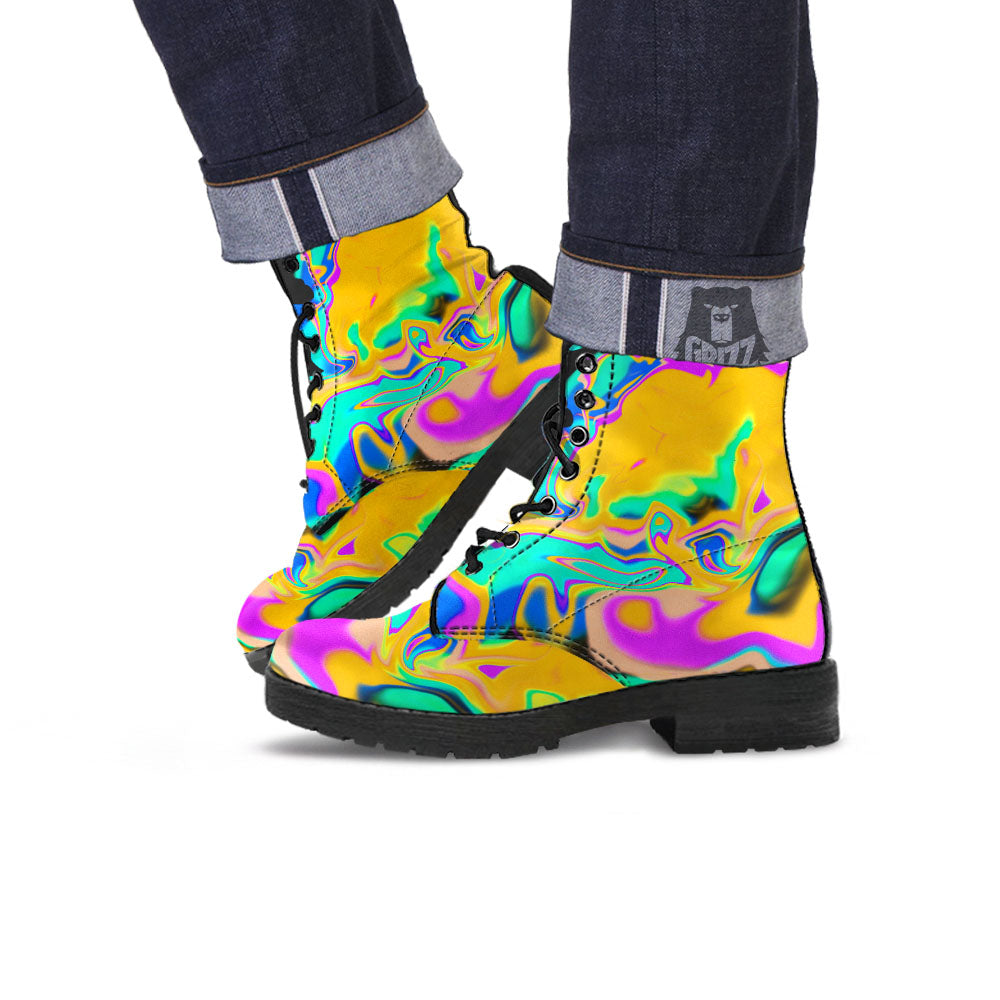 Neon Multicolor Ethic Aztec Doodle Print Men's Boots