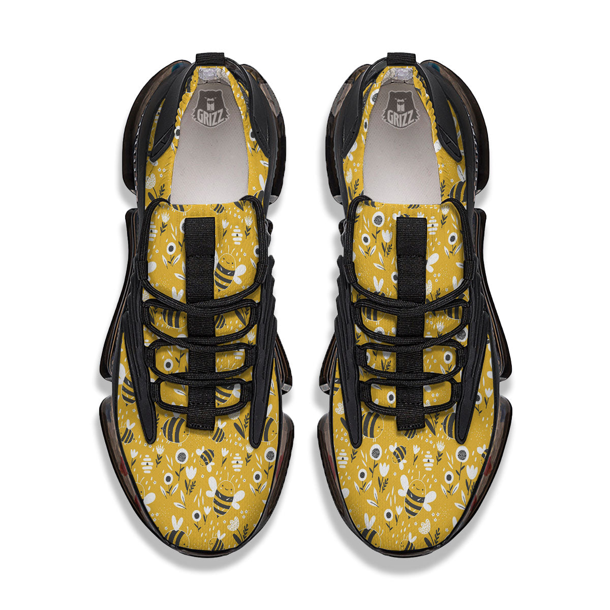 Little Bee Print Pattern Black Gym Shoes-grizzshop