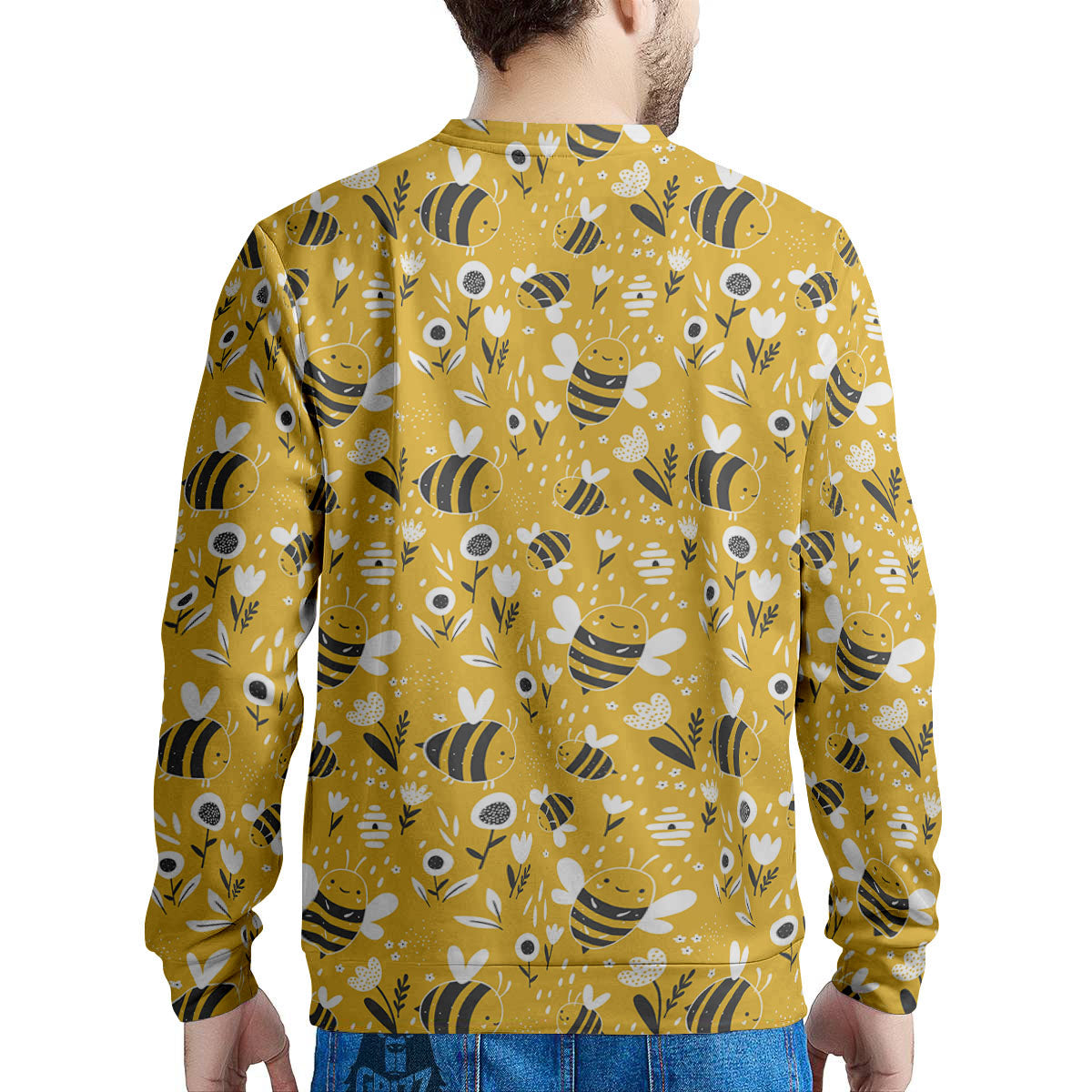 Little Bee Print Pattern Men's Sweatshirt-grizzshop
