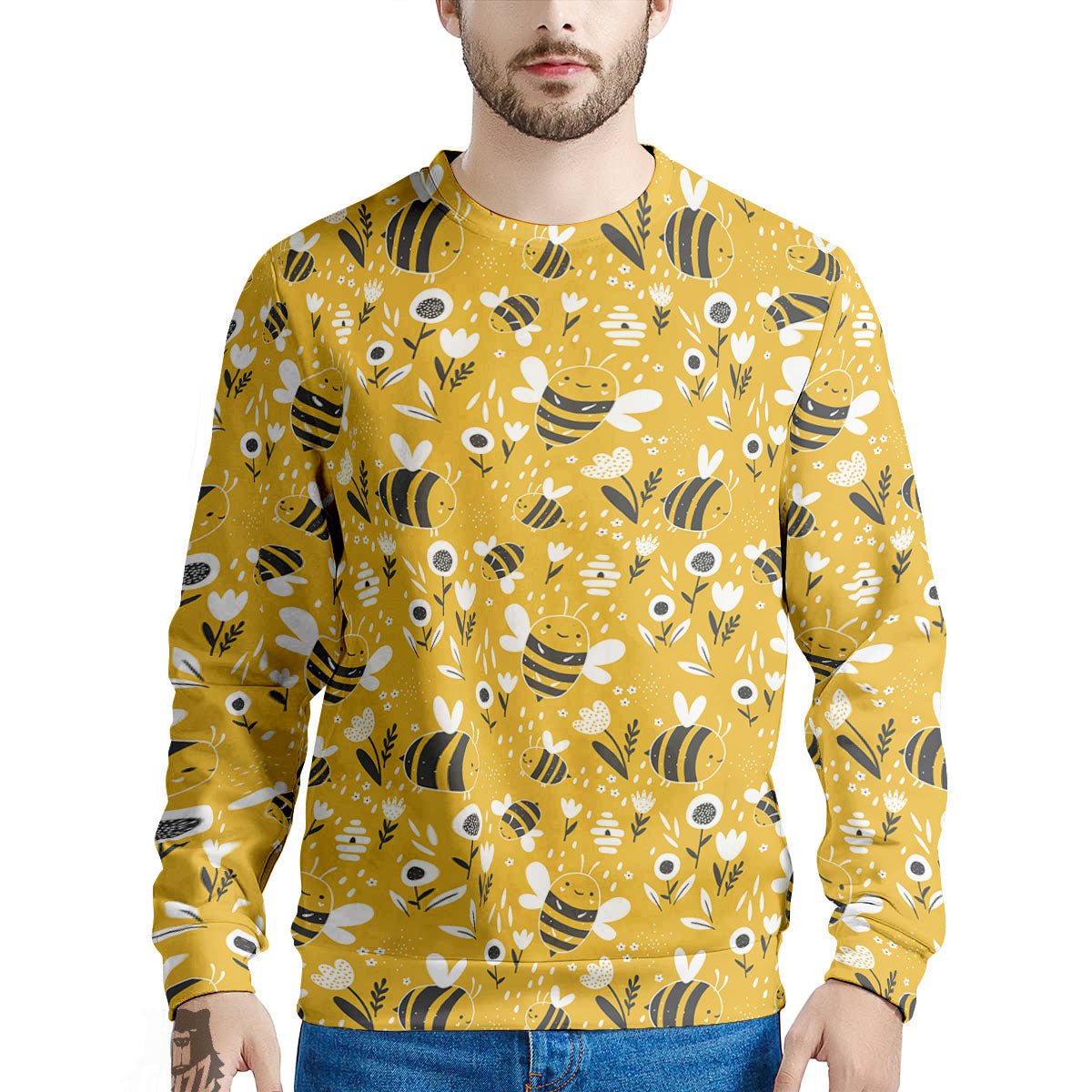 Little Bee Print Pattern Men's Sweatshirt-grizzshop