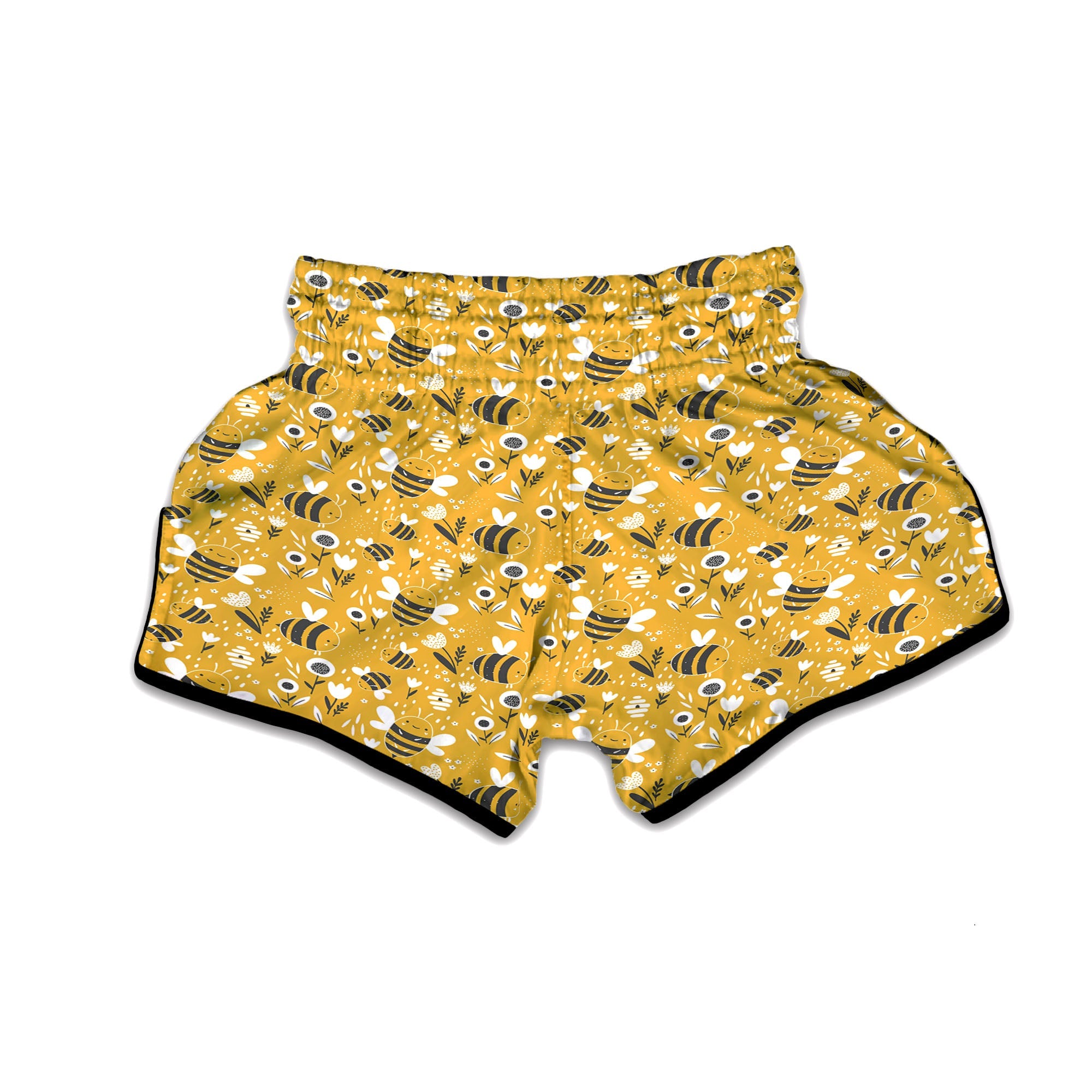 Little Bee Print Pattern Muay Thai Boxing Shorts-grizzshop