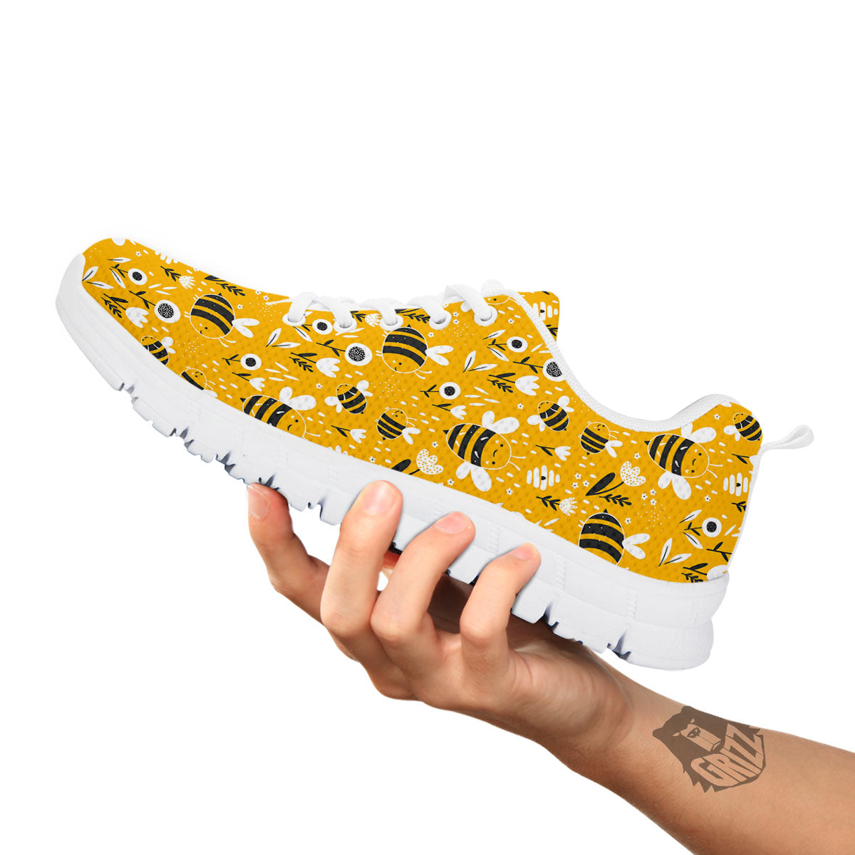 Little Bee Print Pattern White Sneaker-grizzshop