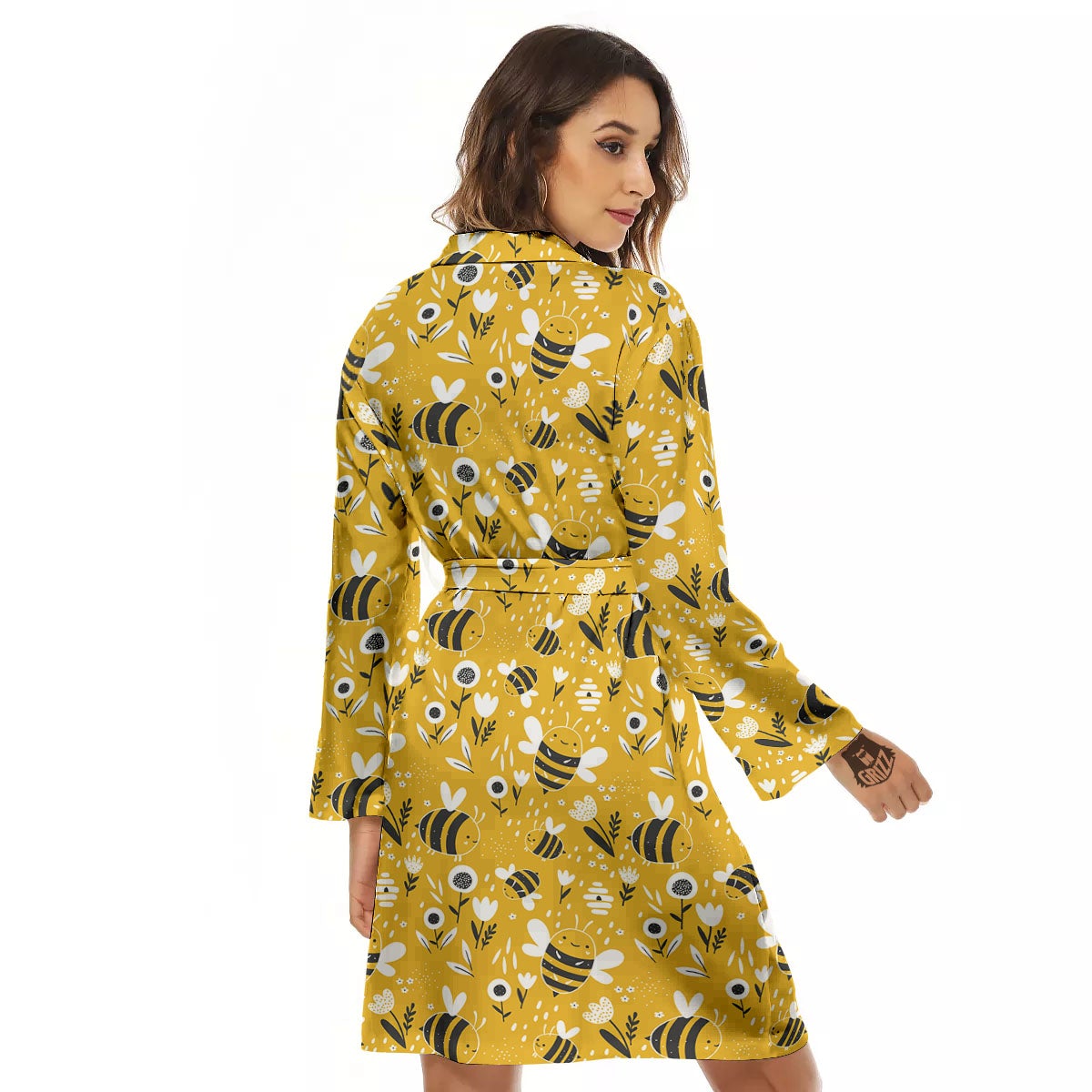 Little Bee Print Pattern Women's Robe-grizzshop