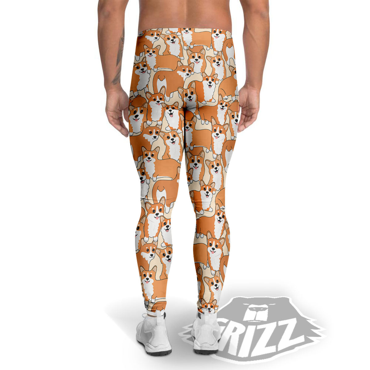 Little Corgi Print Pattern Men's Leggings-grizzshop