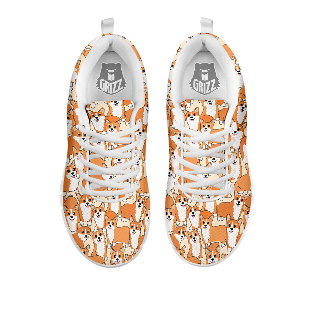 Little Corgi Print Pattern White Sneaker-grizzshop