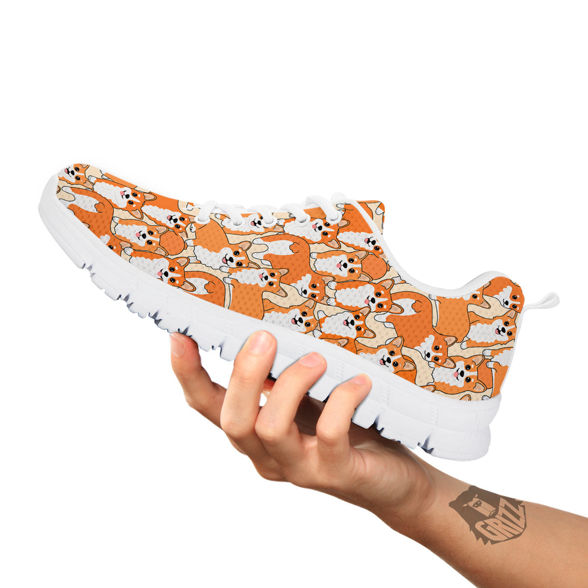 Little Corgi Print Pattern White Sneaker-grizzshop