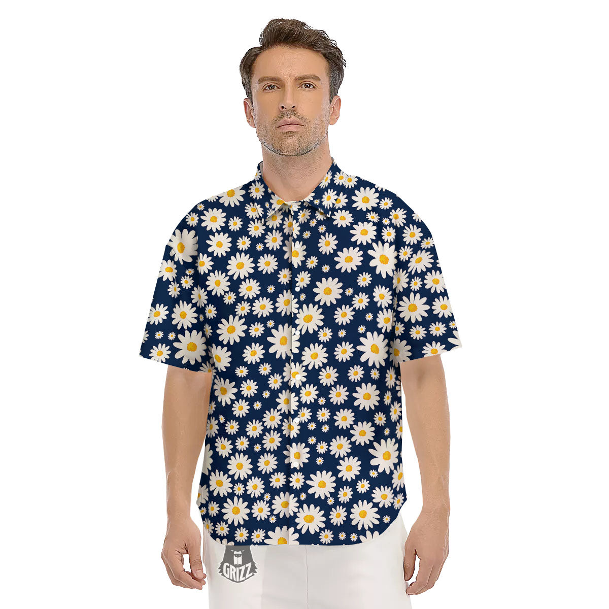 Little Daisy Daisy Print Men's Short Sleeve Shirts-grizzshop