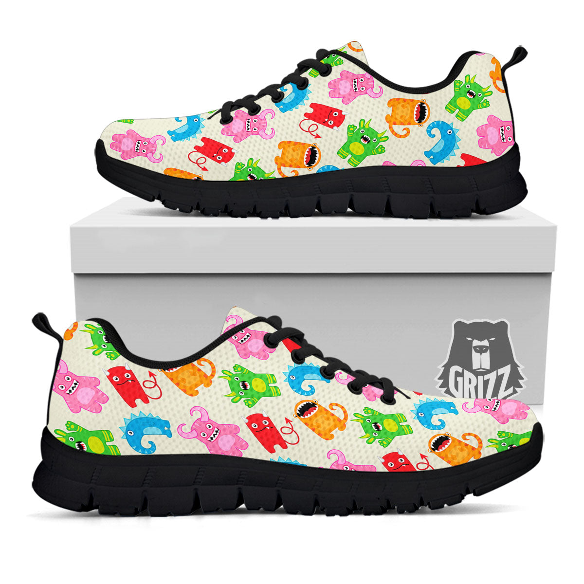 Little Monster Print Pattern Black Sneaker-grizzshop