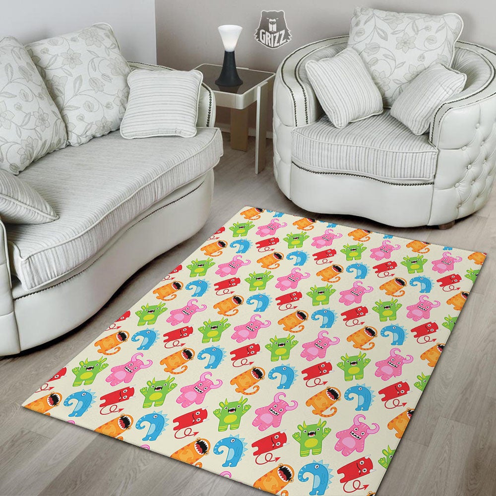 Little Monster Print Pattern Floor Mat-grizzshop