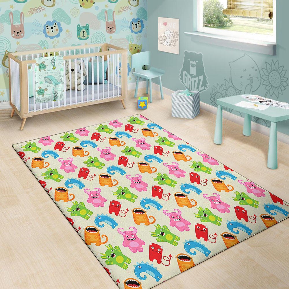 Little Monster Print Pattern Floor Mat-grizzshop
