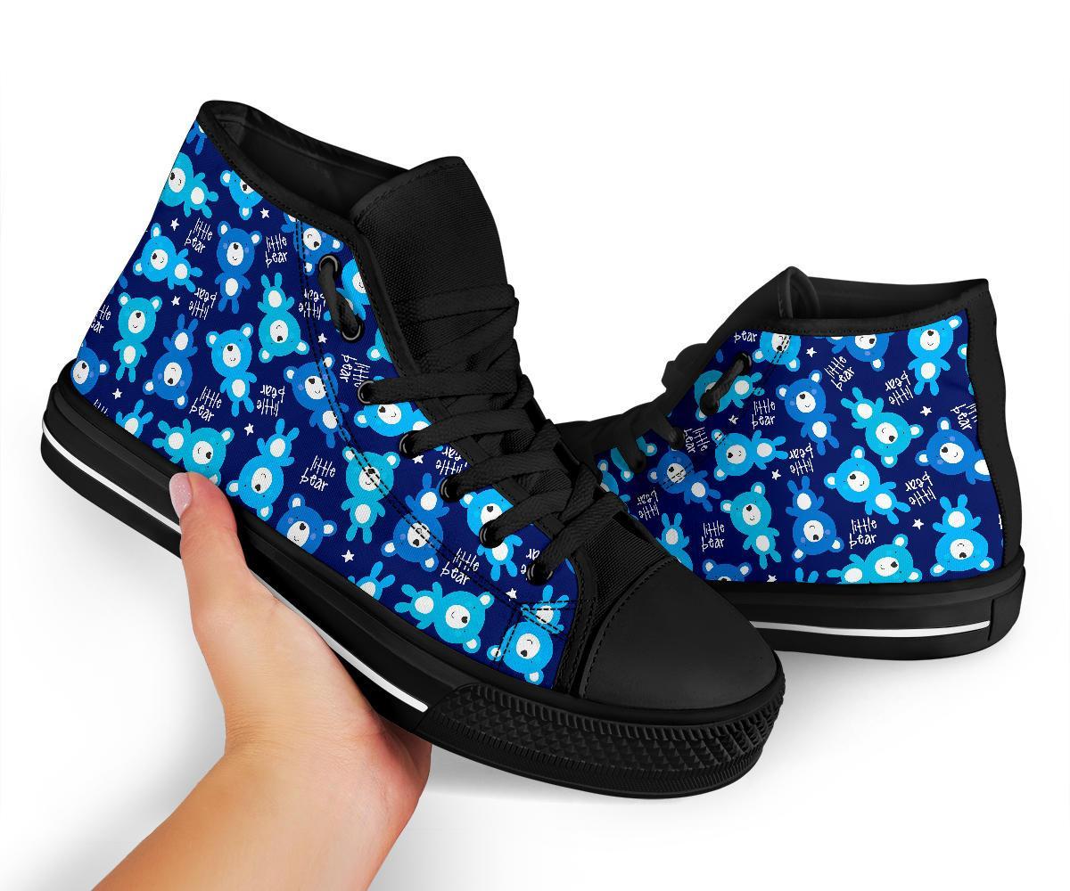 Little Teddy Bear Pattern Print Men Women's High Top Shoes-grizzshop