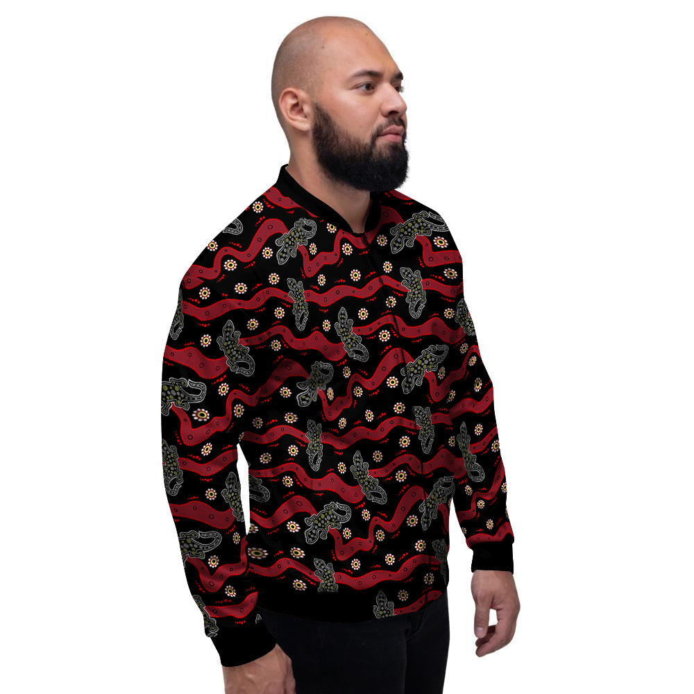 Lizard Aboriginal Print Pattern Men's Bomber Jacket-grizzshop