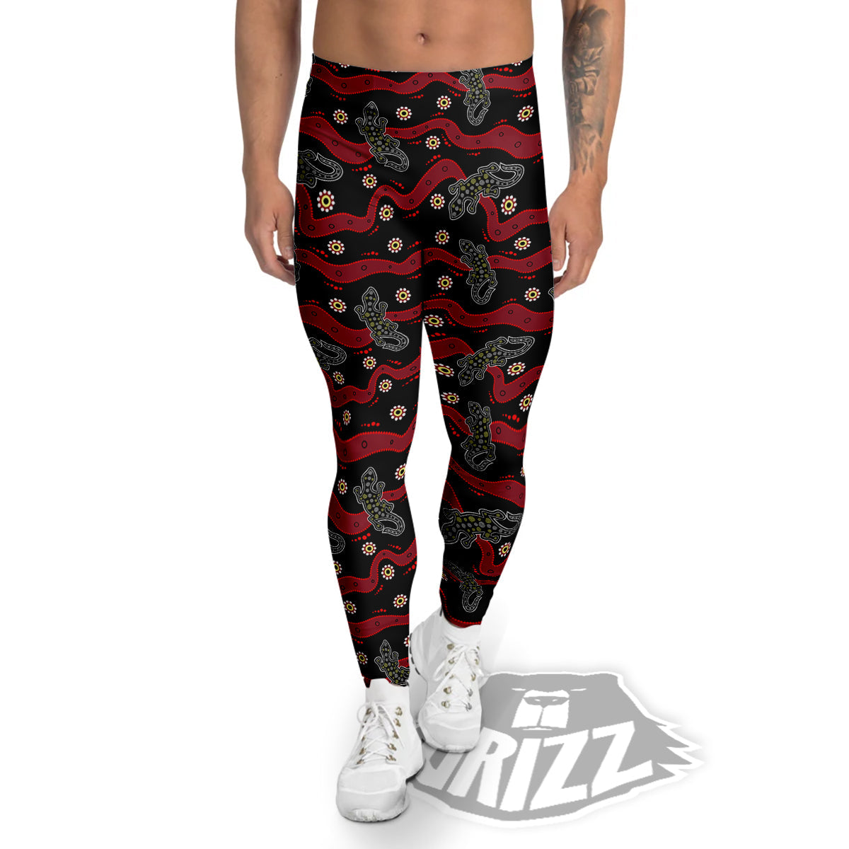 Lizard Aboriginal Print Pattern Men's Leggings-grizzshop