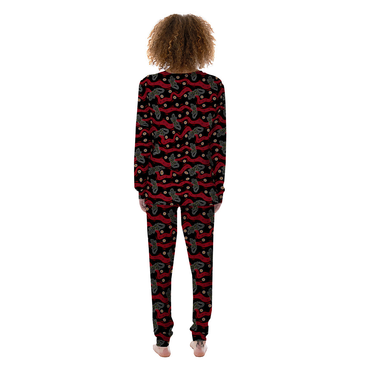 Lizard Aboriginal Print Pattern Women's Pajamas-grizzshop