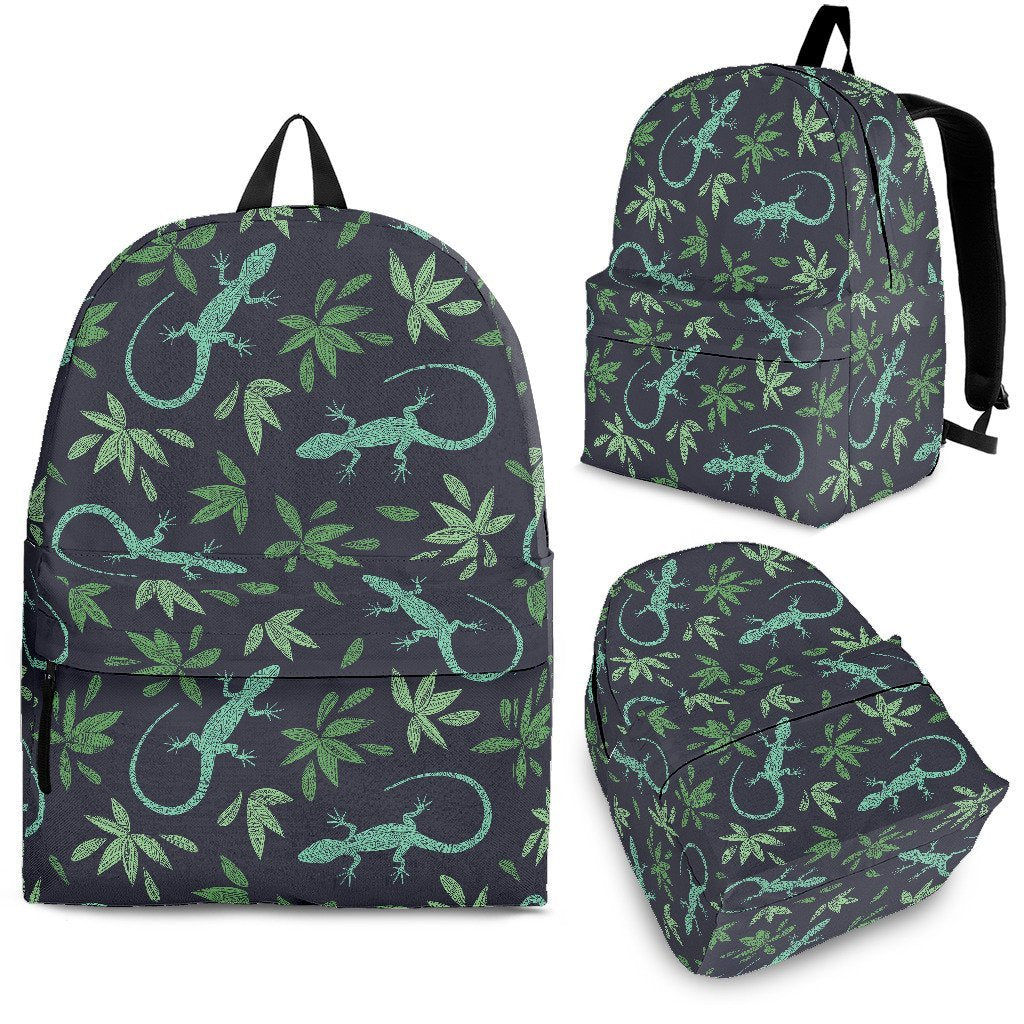 Lizard Leaf Pattern Print Backpack-grizzshop