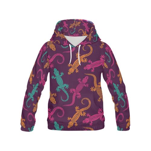 Lizard Pattern Print Women Pullover Hoodie-grizzshop