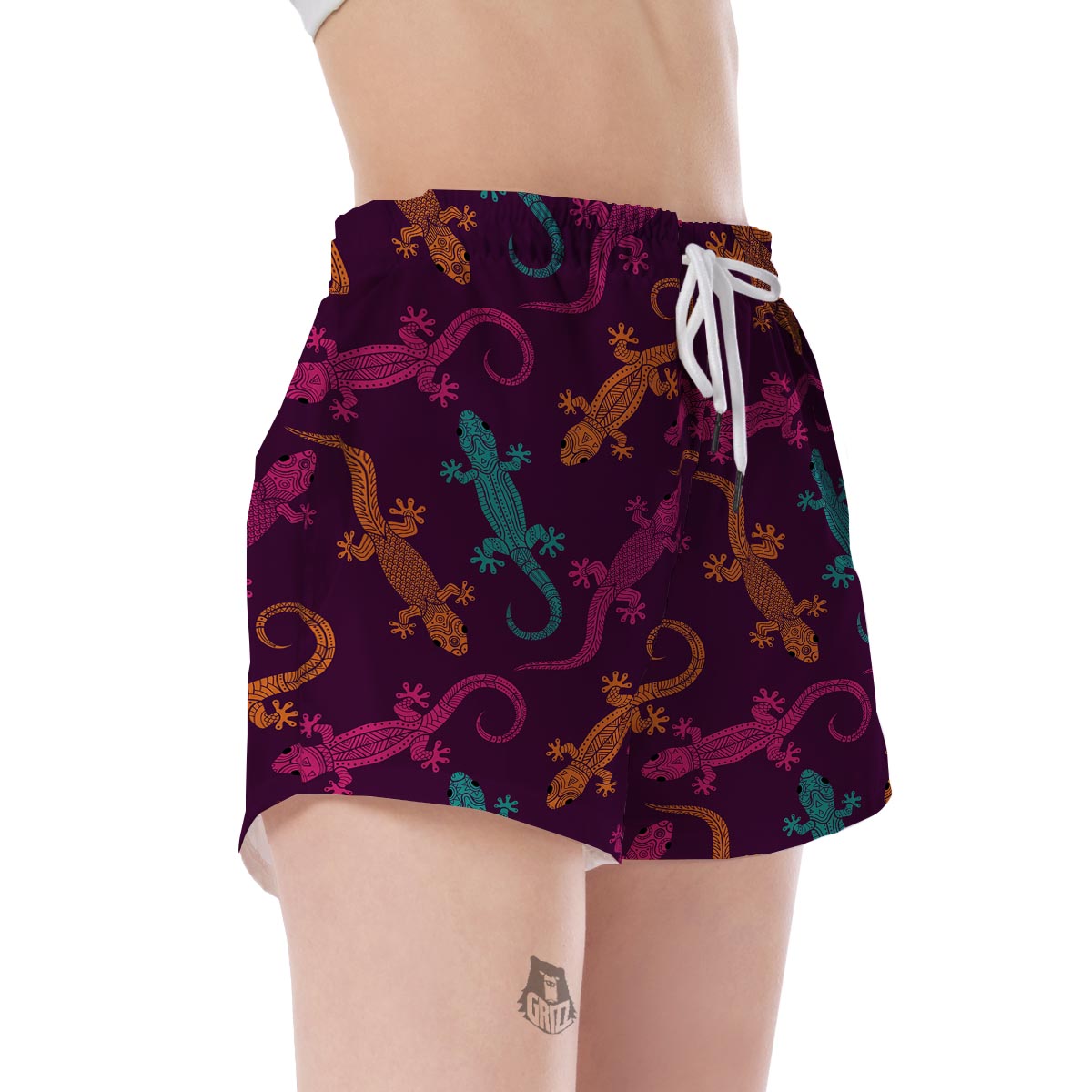 Lizard Pattern Print Women's Shorts-grizzshop