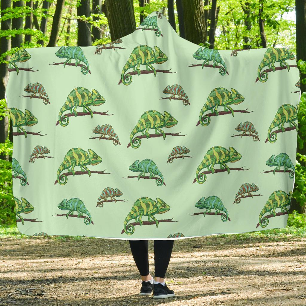 Lizard Print Pattern Hooded Blanket-grizzshop