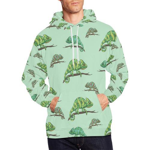 Lizard Print Pattern Men Pullover Hoodie-grizzshop