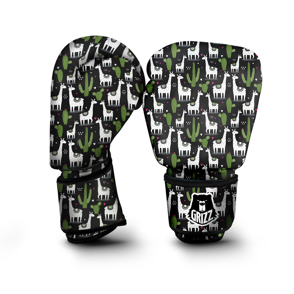 Llama And Cactus Print Pattern Boxing Gloves-grizzshop
