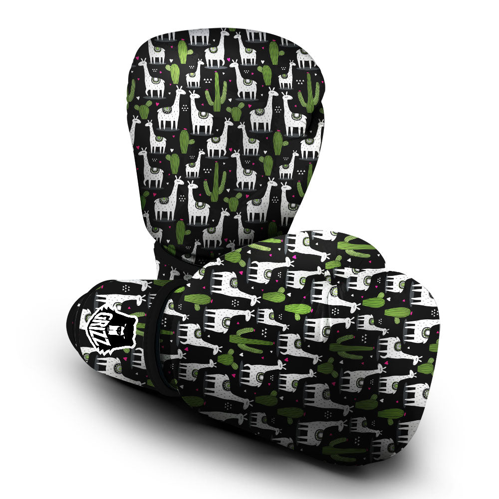 Llama And Cactus Print Pattern Boxing Gloves-grizzshop