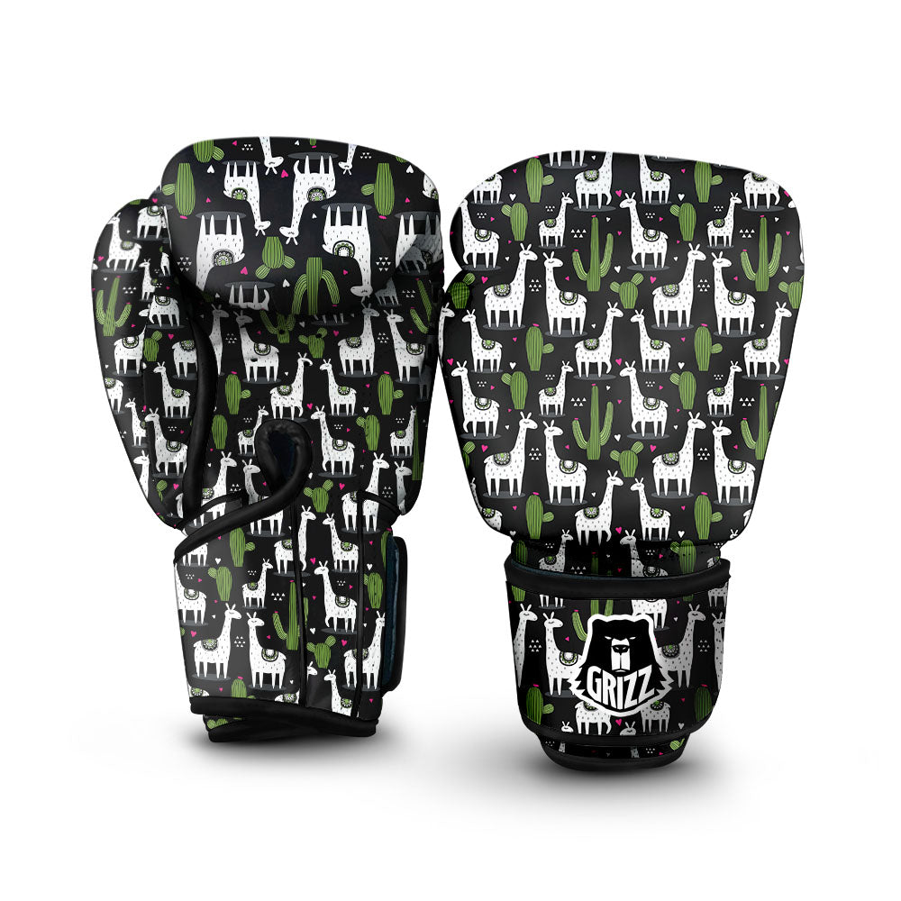 Llama And Cactus Print Pattern Boxing Gloves-grizzshop