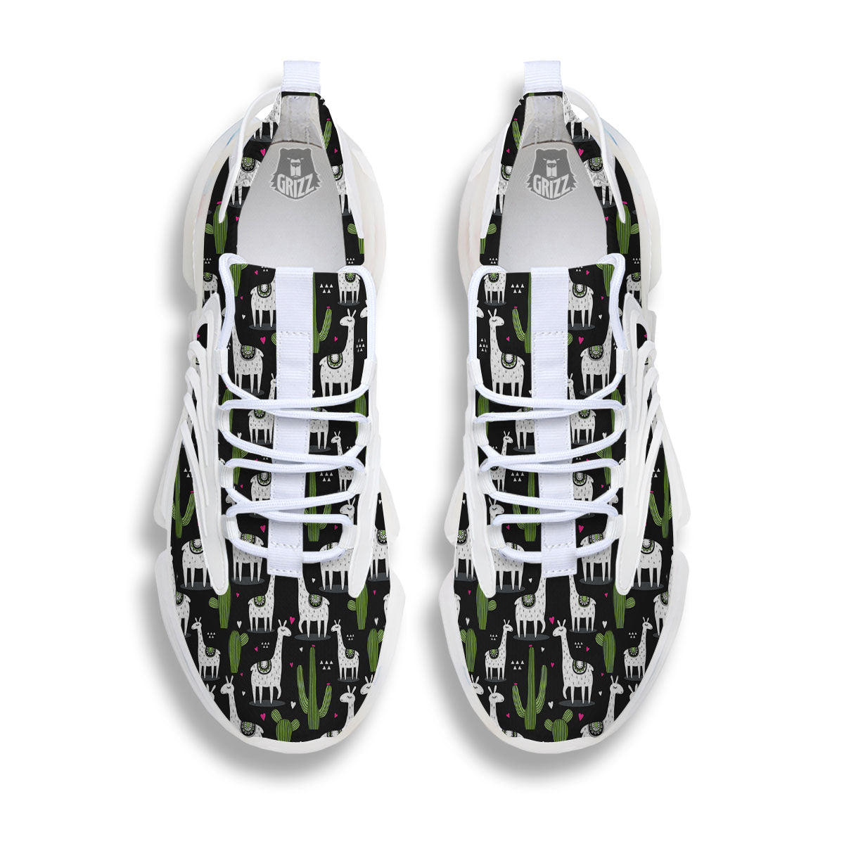 Llama And Cactus Print Pattern White Gym Shoes-grizzshop