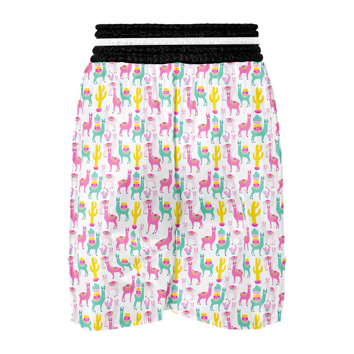 Llama And Cartoon Cactus Print Pattern Boxing Shorts-grizzshop