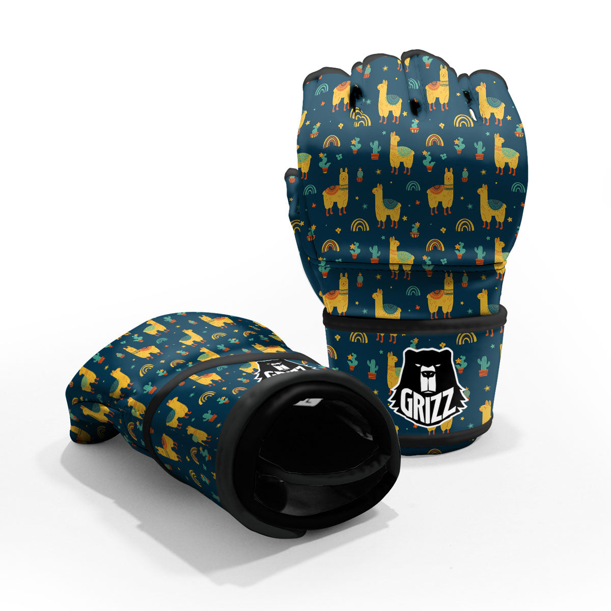 Llama And Cute Cactus Print Pattern MMA Gloves-grizzshop