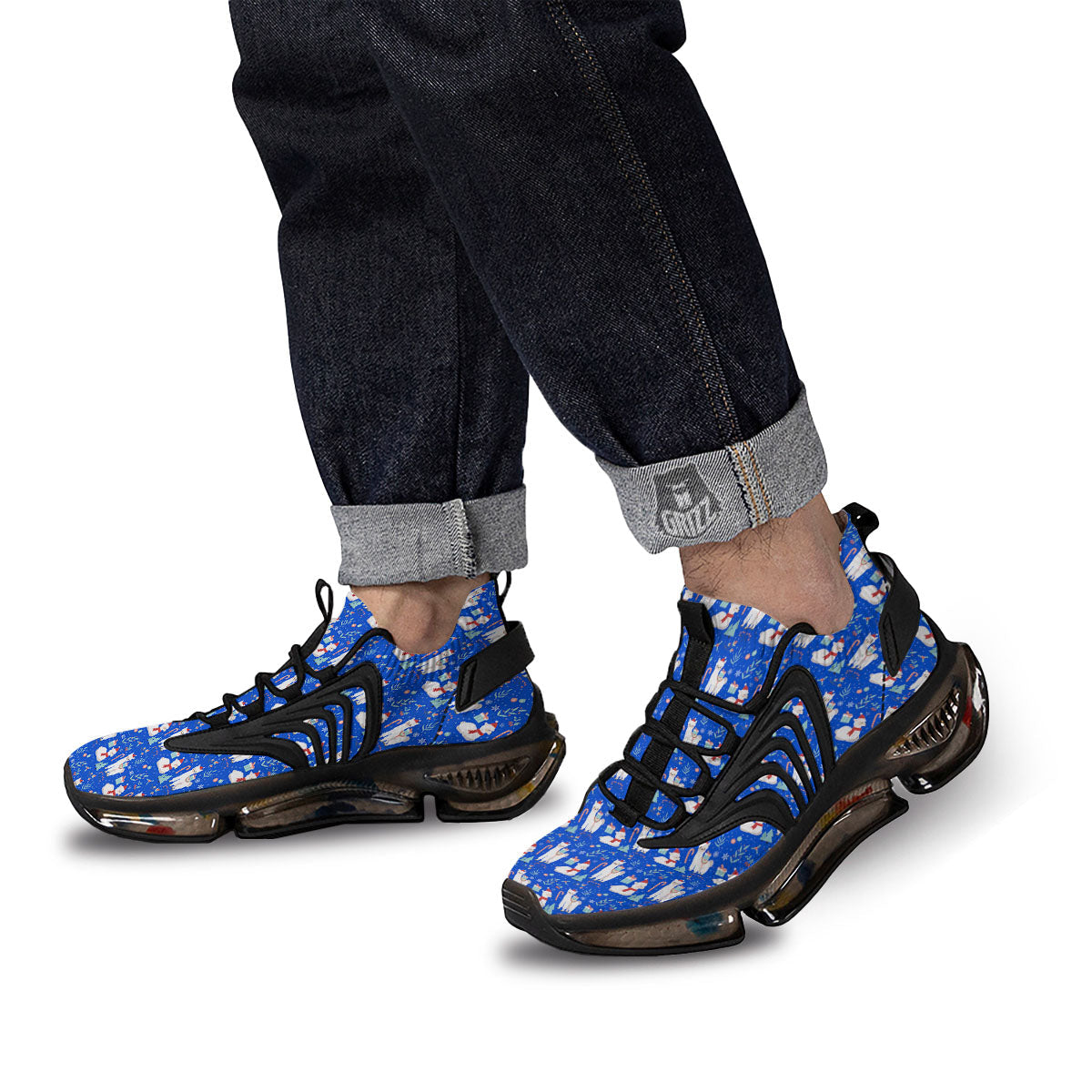 Llama Christmas Print Pattern Black Gym Shoes-grizzshop
