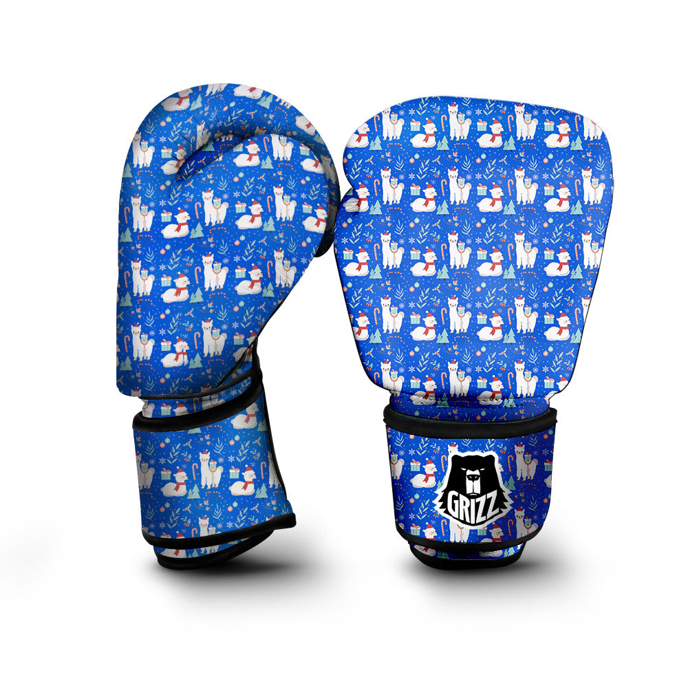 Llama Christmas Print Pattern Boxing Gloves-grizzshop