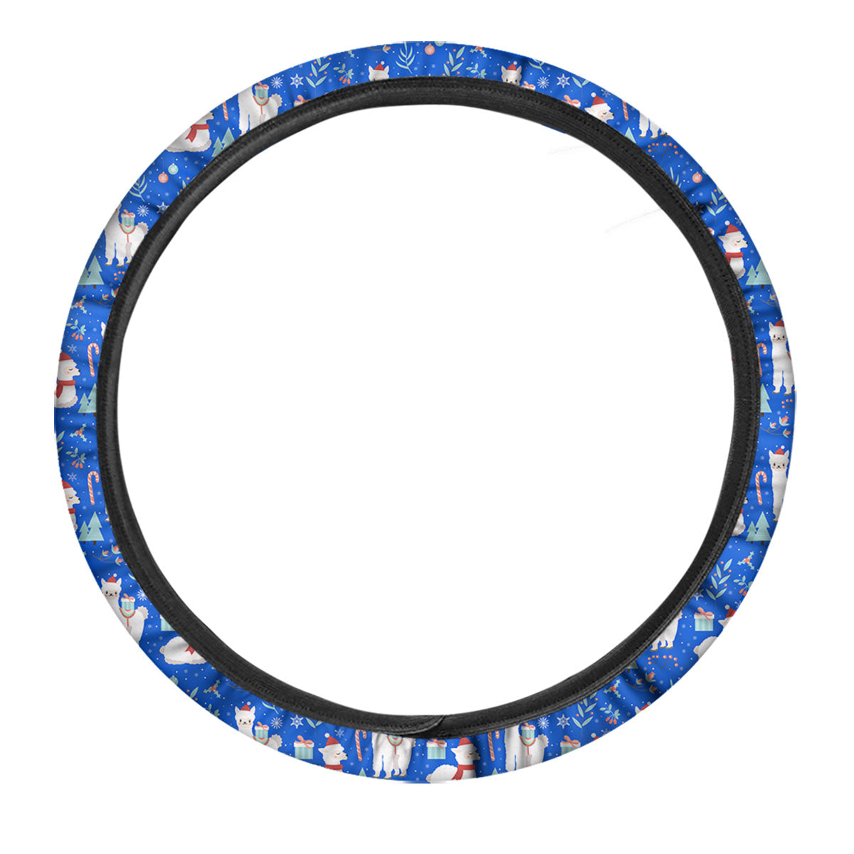 Llama Christmas Print Pattern Car Steering Wheel Cover-grizzshop
