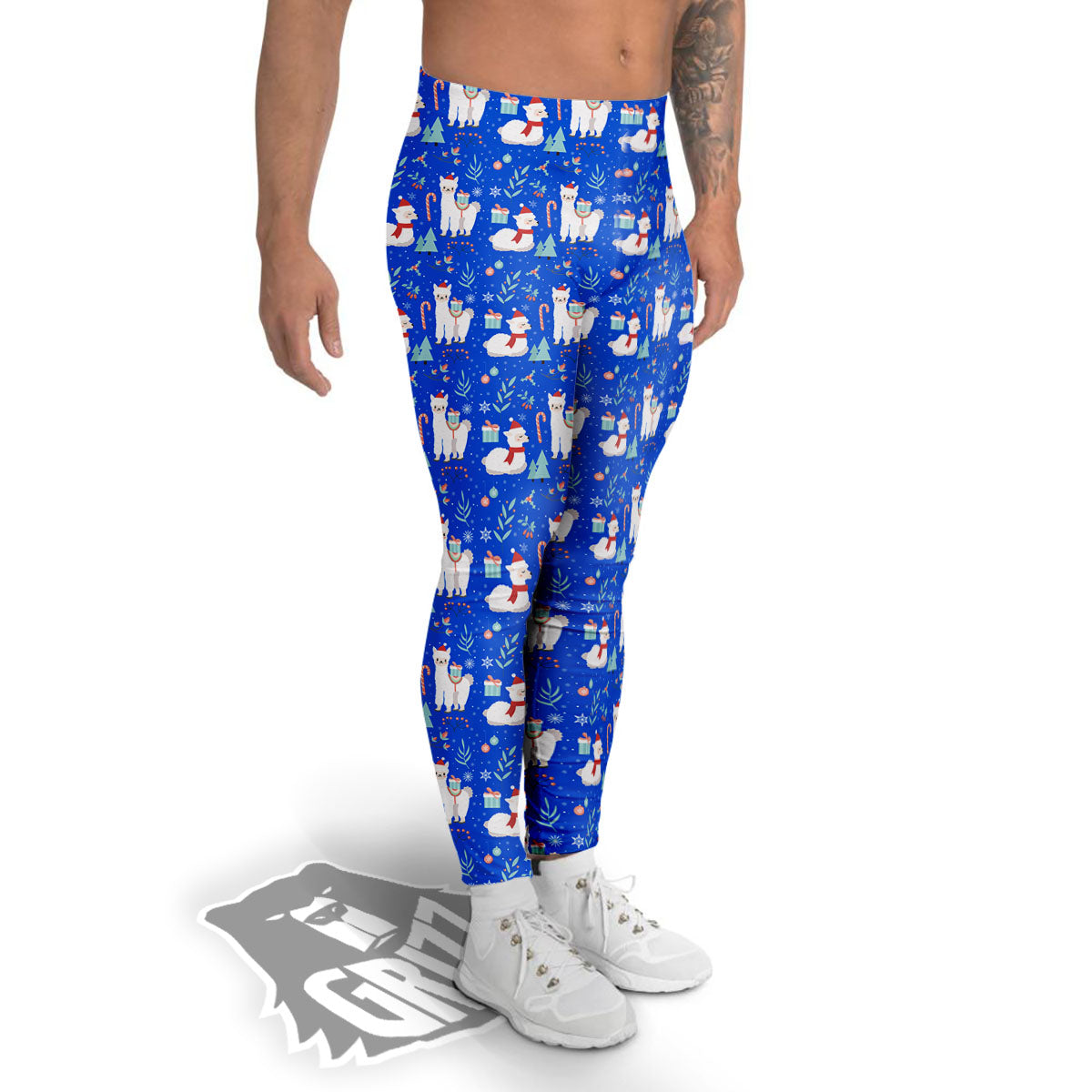 Llama Christmas Print Pattern Men's Leggings-grizzshop