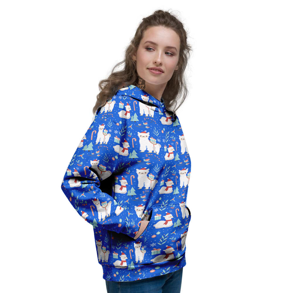 Llama Christmas Print Pattern Women's Hoodie-grizzshop
