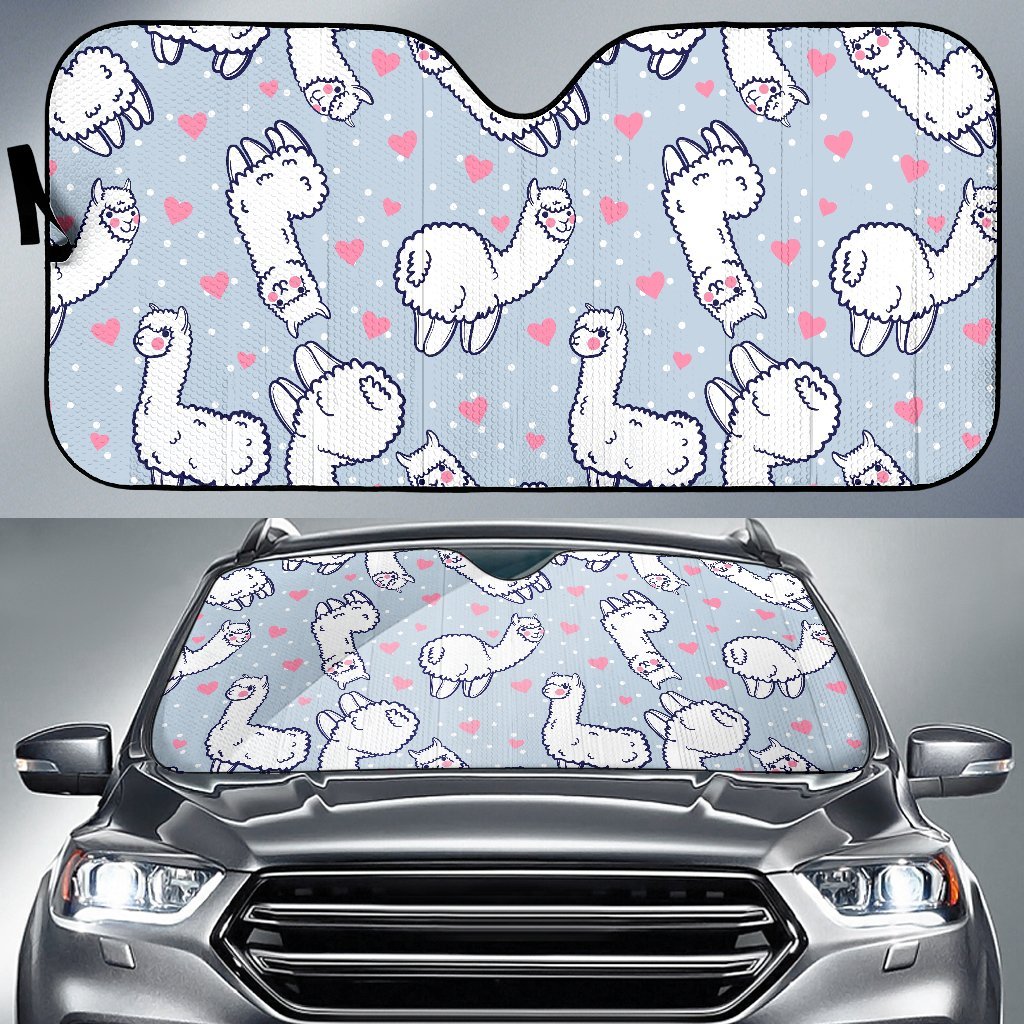Llama Pattern Print Car Sun Shade-grizzshop