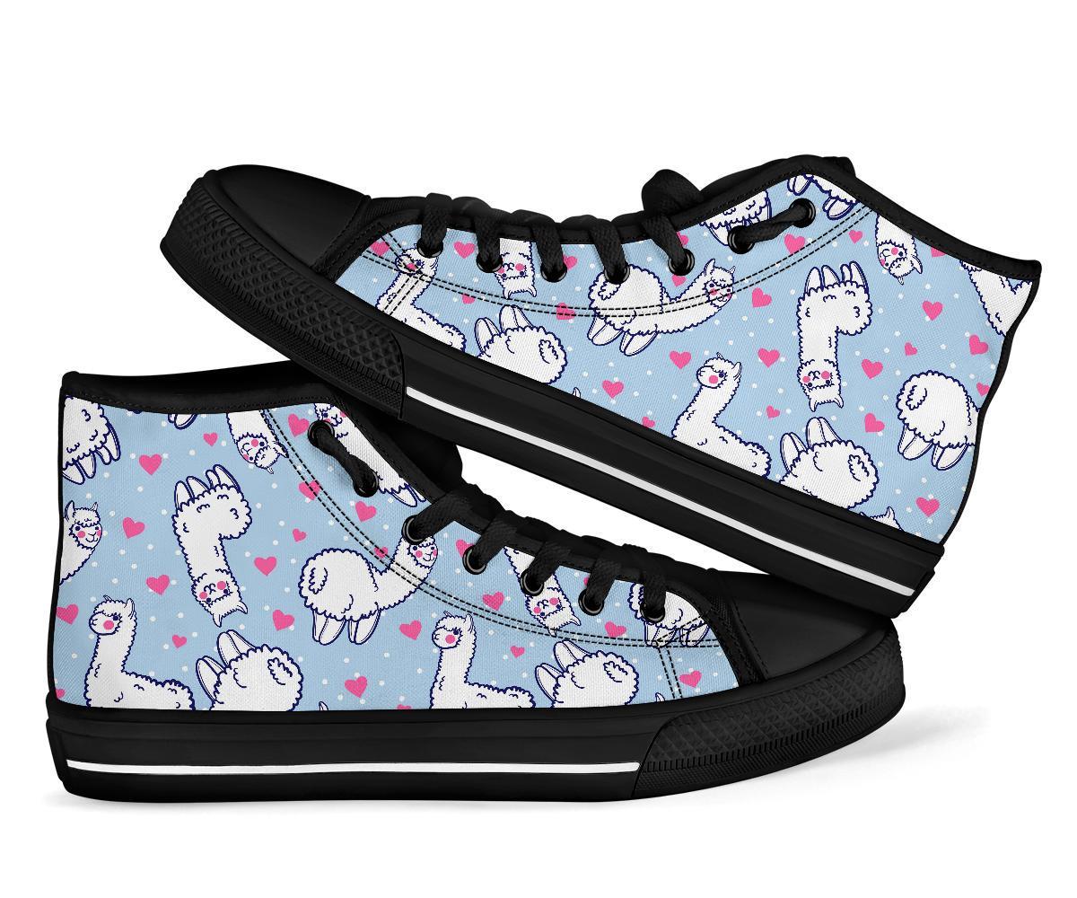 Llama Pattern Print Men Women's High Top Shoes-grizzshop