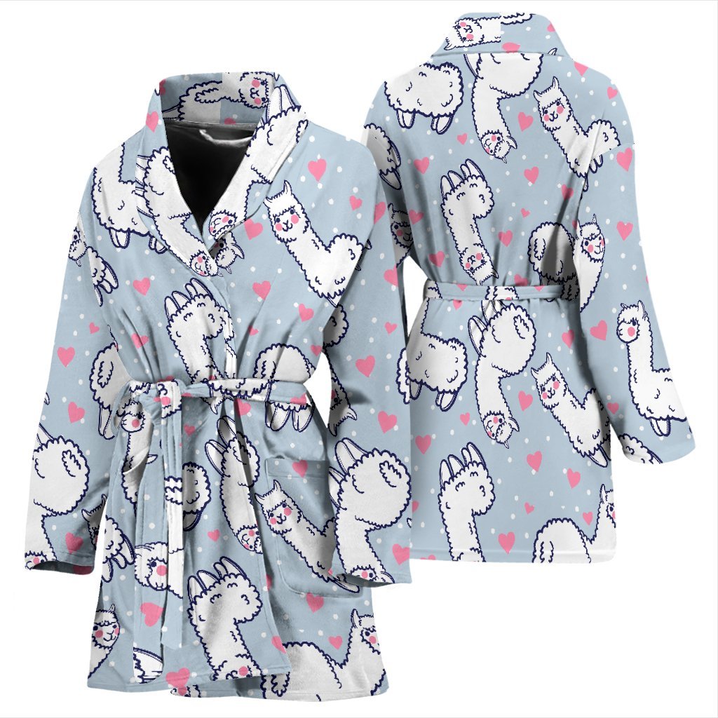 Llama Pattern Print Women Long Robe-grizzshop