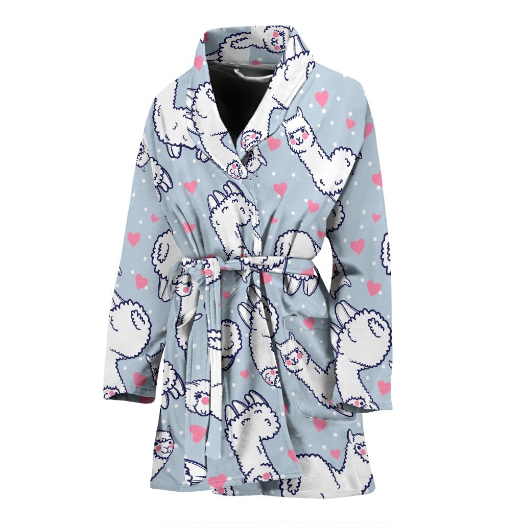 Llama Pattern Print Women Long Robe-grizzshop
