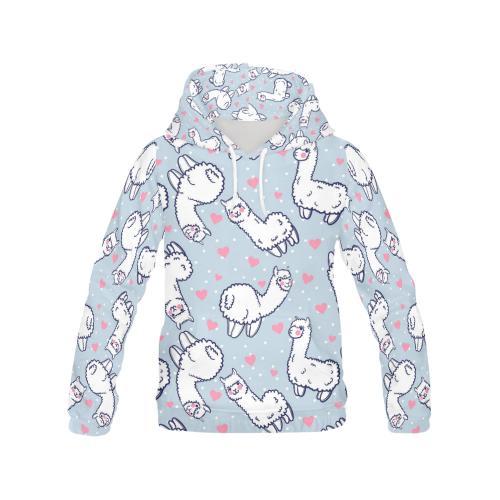 Llama Pattern Print Women Pullover Hoodie-grizzshop