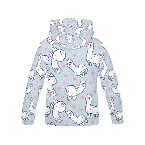Llama Pattern Print Women Pullover Hoodie-grizzshop