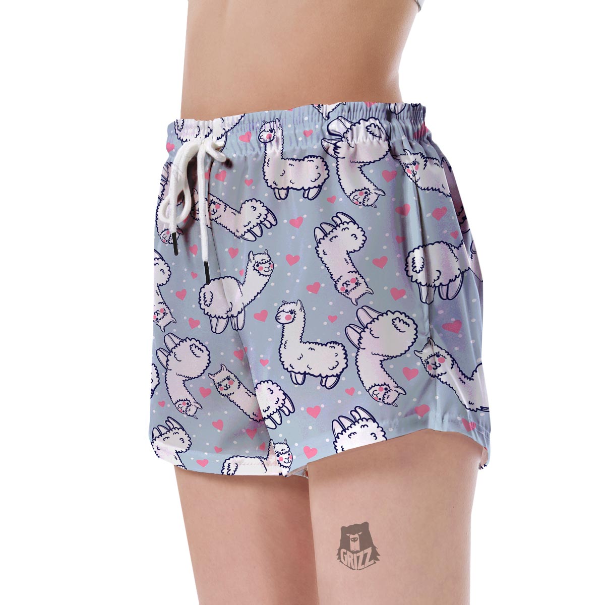 Llama Pattern Print Women's Shorts-grizzshop